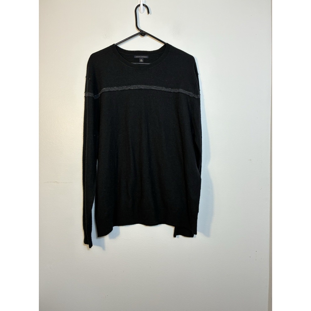 banana republic Crew Neck Sweater Men's XL Black 100% Wool Preppy Classic Warm